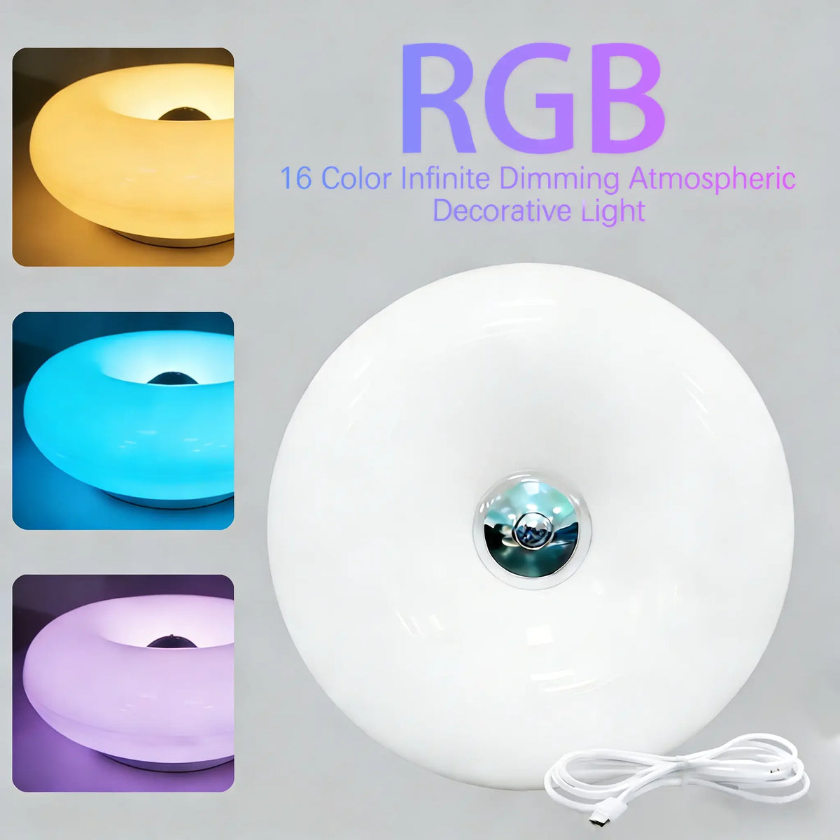 Creative Modern RGB Donut LED Rechargeable Wall Lamp