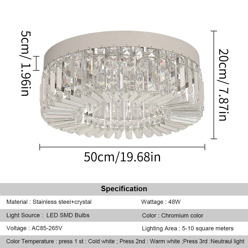 VETRULUS Crystal Ceiling Lamp Modern Luxury Chandelier For Living Room
