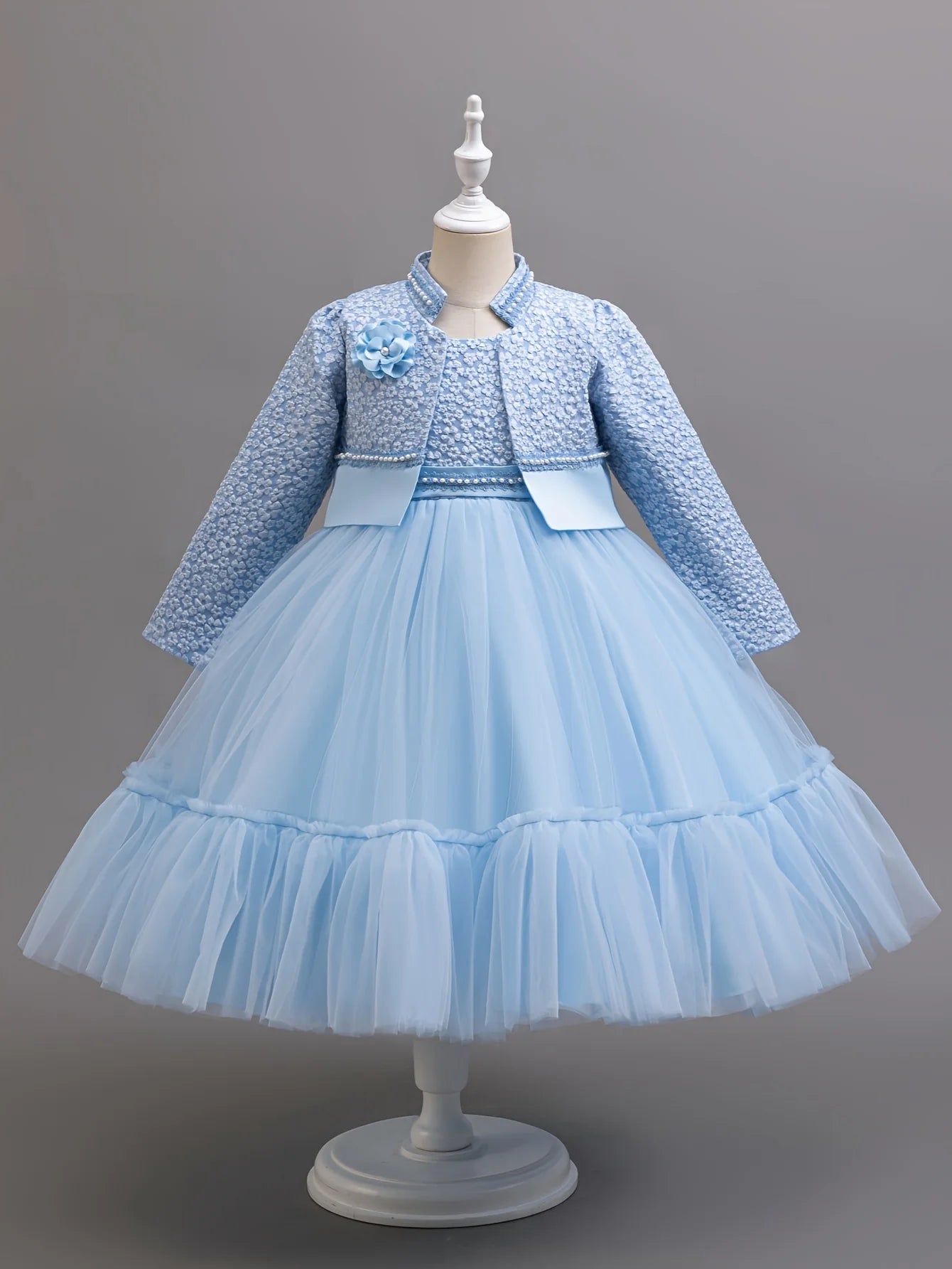 Girls Dress Set Spring Autumn Khaki Lotus Lace 2024 Fashion New Children Clothes Cute Princess Dresses and Coat Outfits 2-8 Year