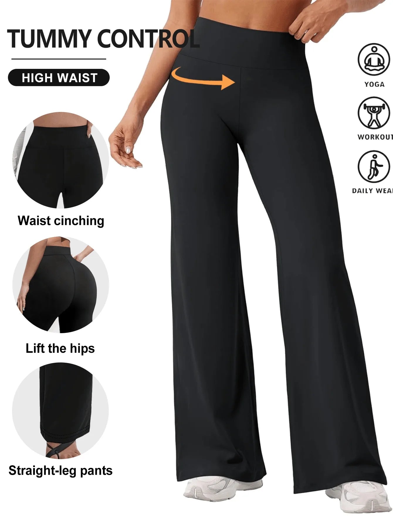 Women's straight-leg pants set - vertical feel straight-leg yoga pants - high-waisted casual sports pants - summer/autumn style