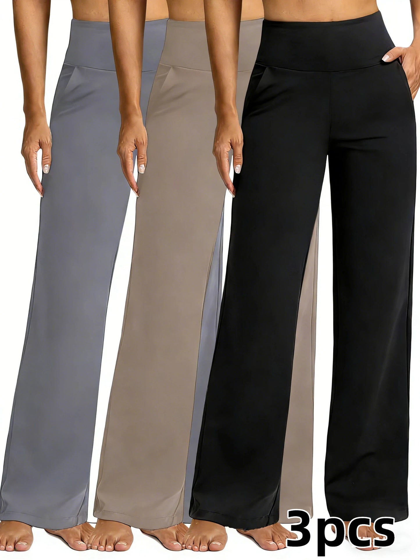 Women's straight-leg pants set - vertical feel straight-leg yoga pants - high-waisted casual sports pants - summer/autumn style