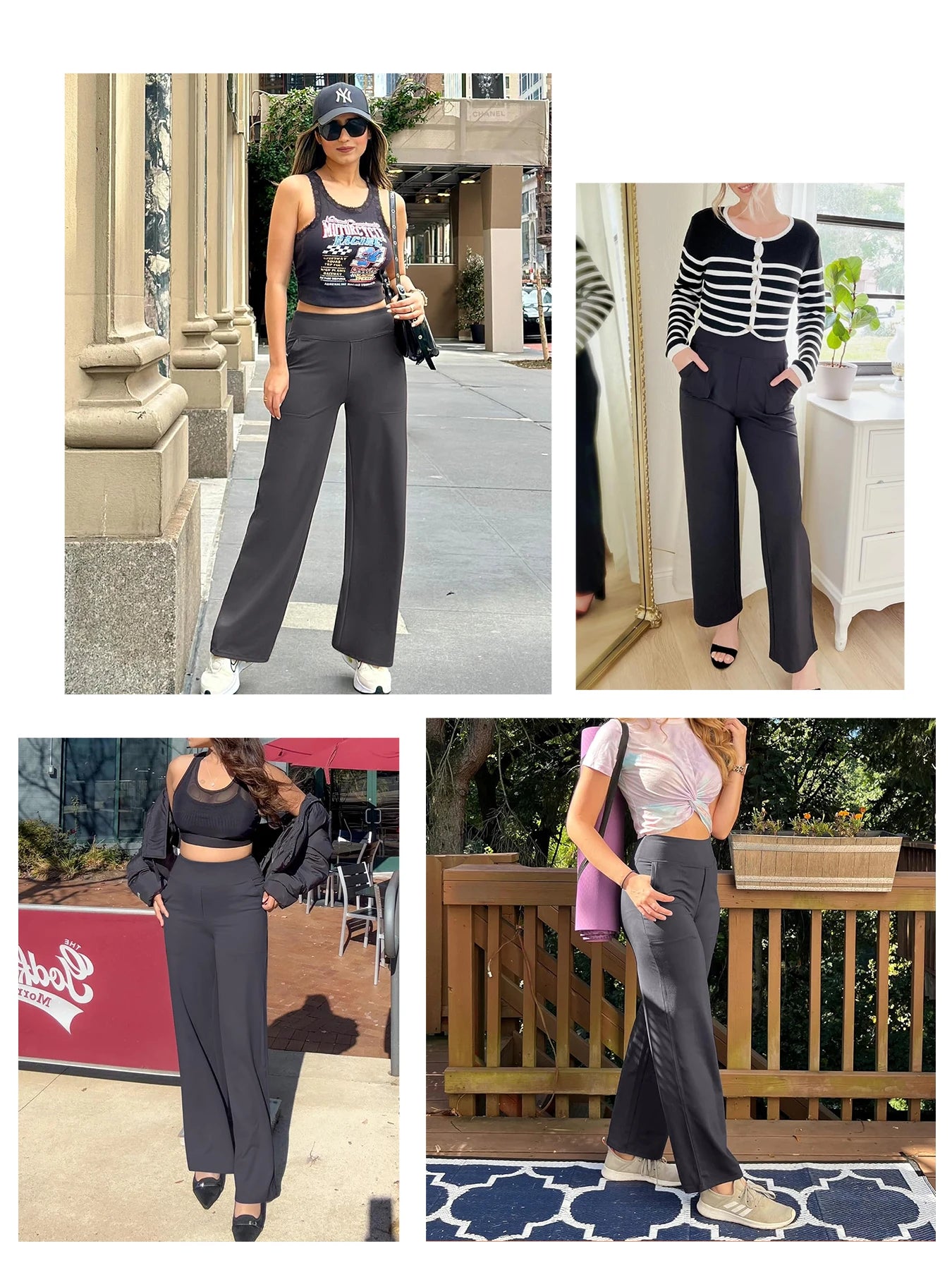 Women's straight-leg pants set - vertical feel straight-leg yoga pants - high-waisted casual sports pants - summer/autumn style