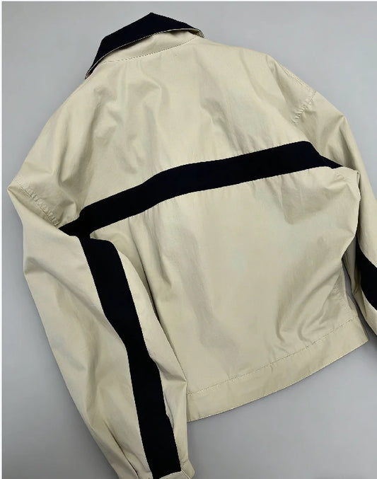 26 Spring/Summer New Women's Coat Versatile High end Contrast Collar Zipper Casual Jacket