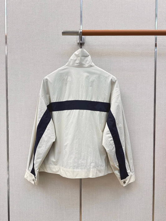 26 Summer Women's Fashionable Jacket High end Versatile Color blocked Zipper Long sleeved Fashionable Coat