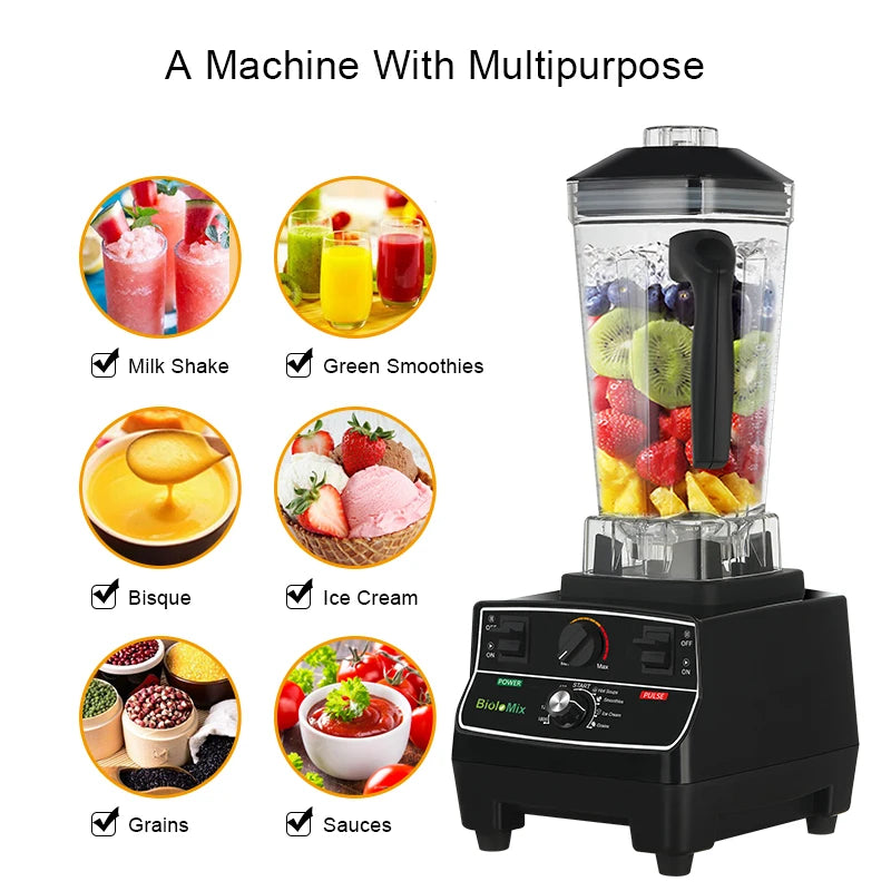 Biolomix 2200W Smart Timer Blender Juicer Food Processor