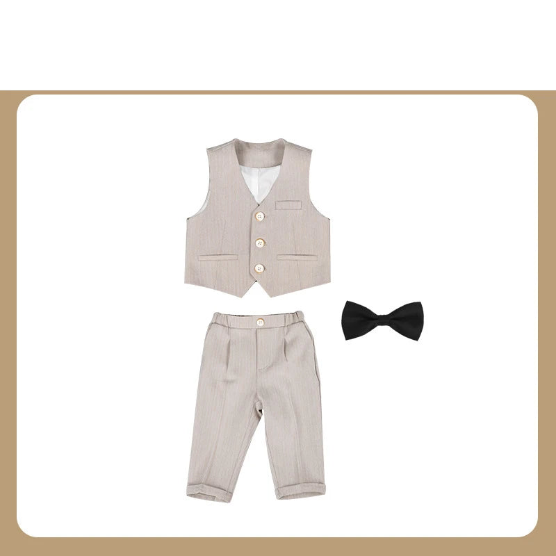 Psymonster Kids Formal Tuxedo Suit With Vest Jacket Pants