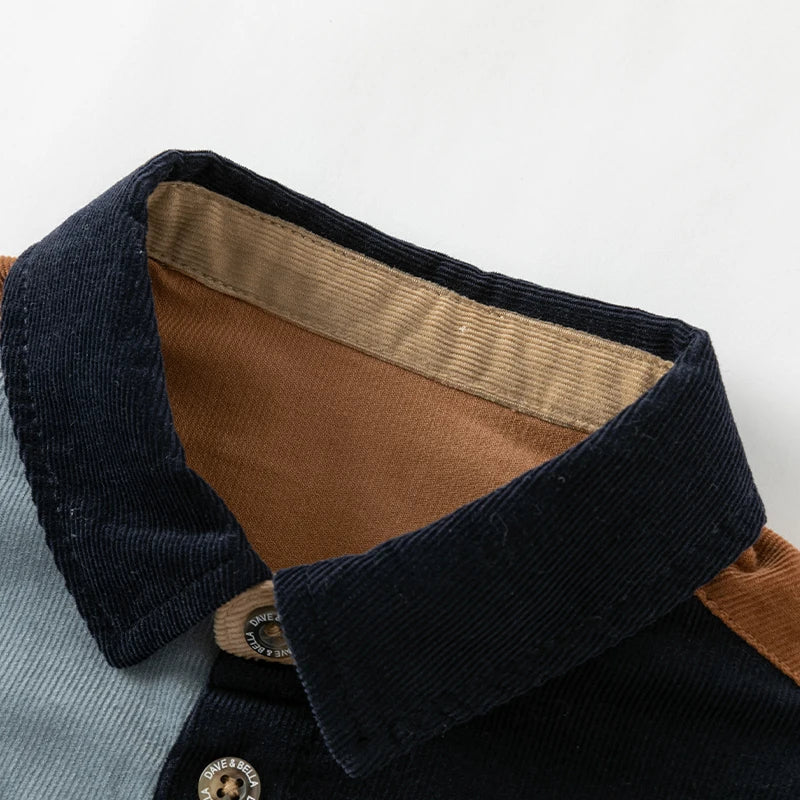 Dave Bella Boy Spring Autumn Shirt Casual Cotton Blouse for Childern Long Sleeve Button-Down Top with Pocket DB3241650