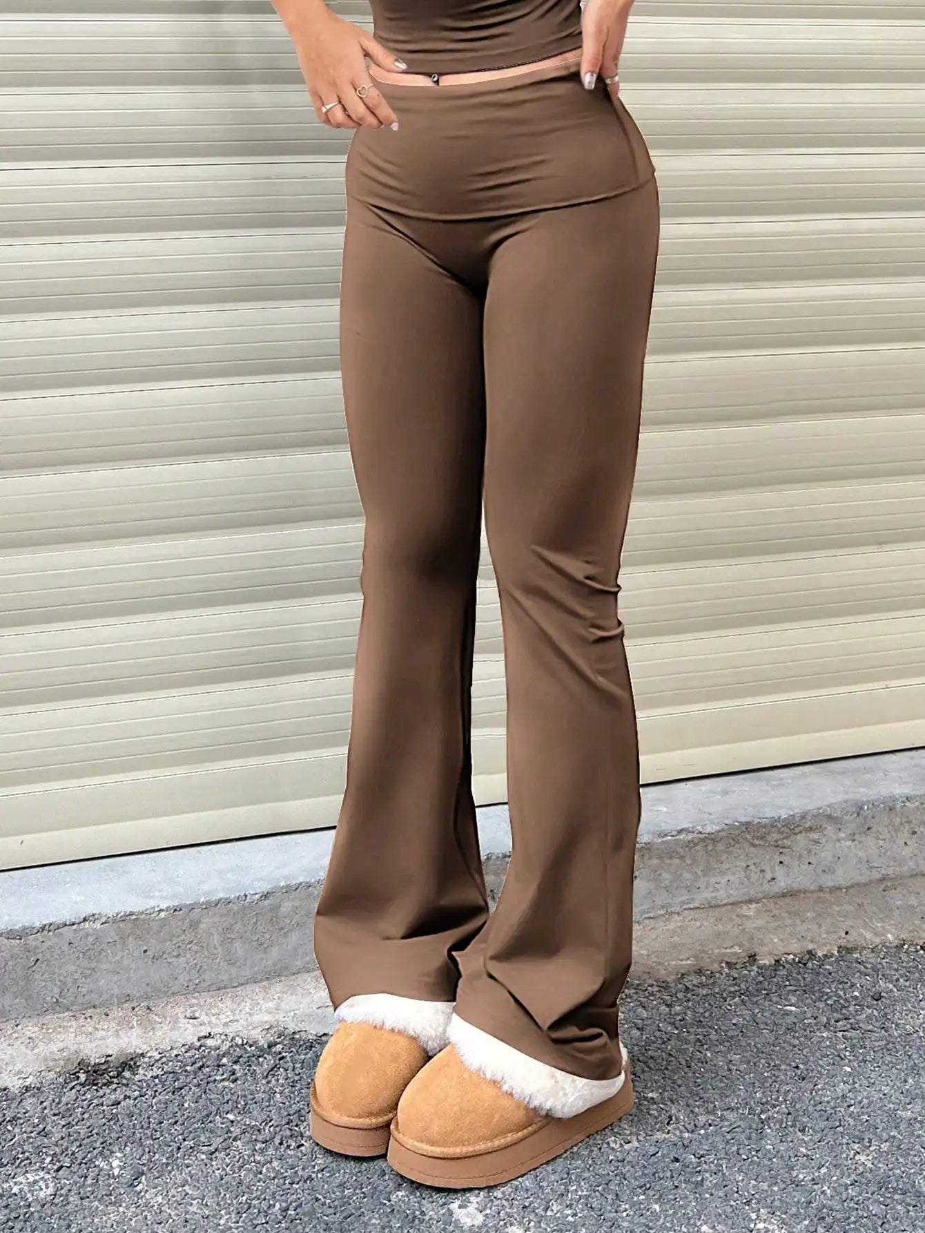 Womens Yoga Pants Elastic High Waist Flare Bootcut Leggings Set