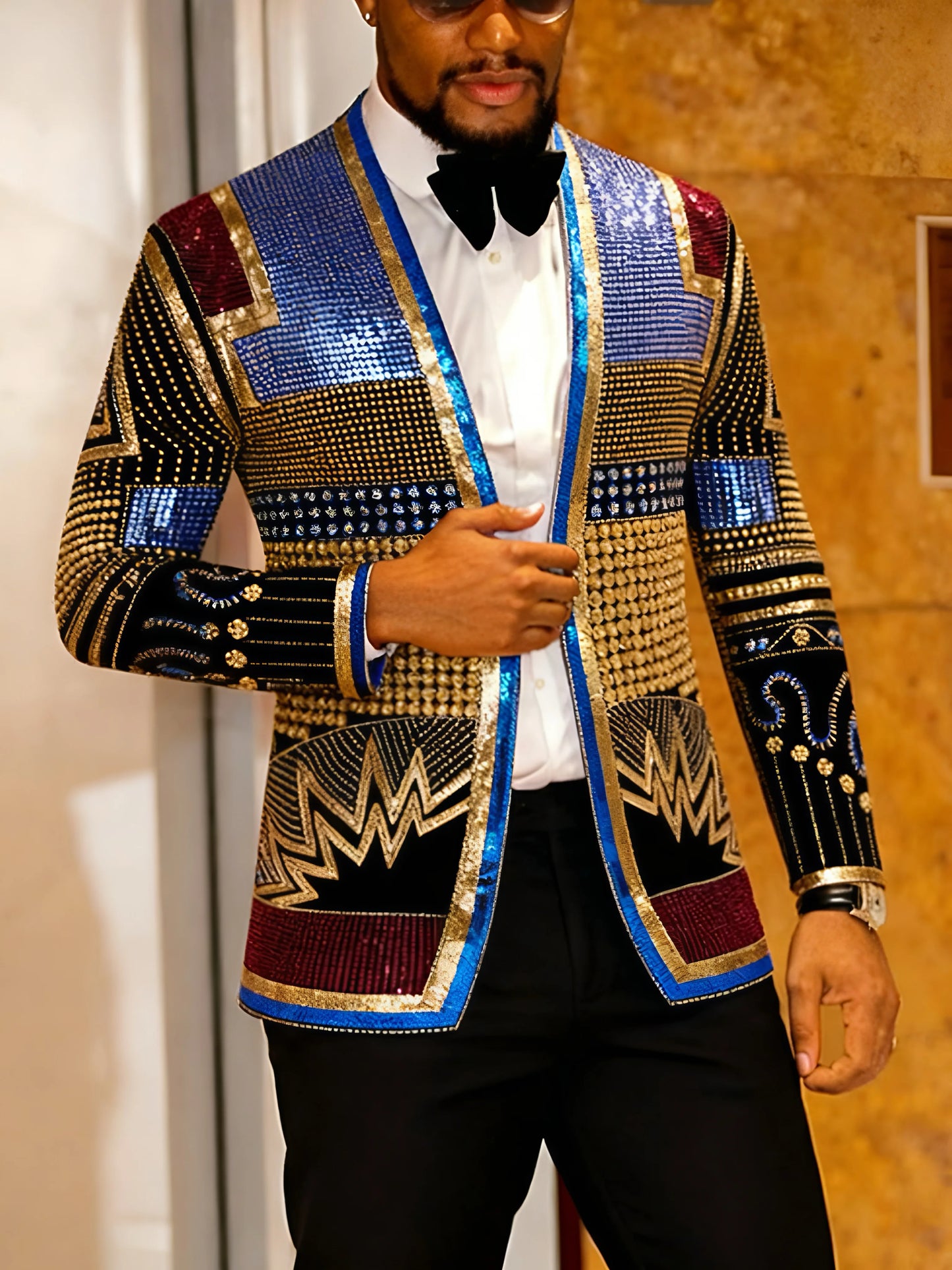 Men's Sequined Floral Tailcoat Blazer For Formal Parties And Weddings