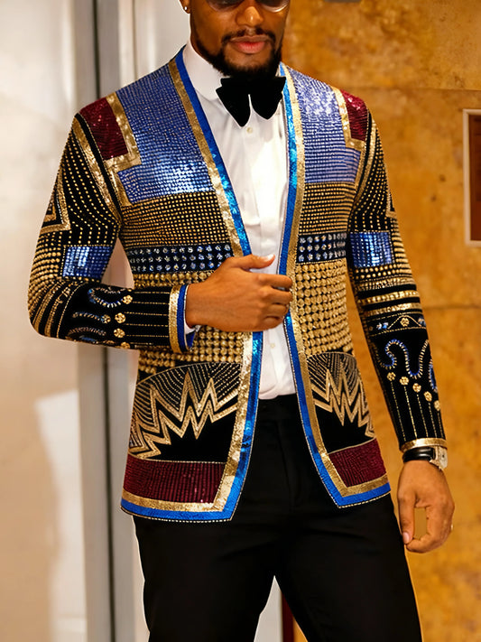 Men's Sequined Floral Tailcoat Blazer For Formal Parties And Weddings