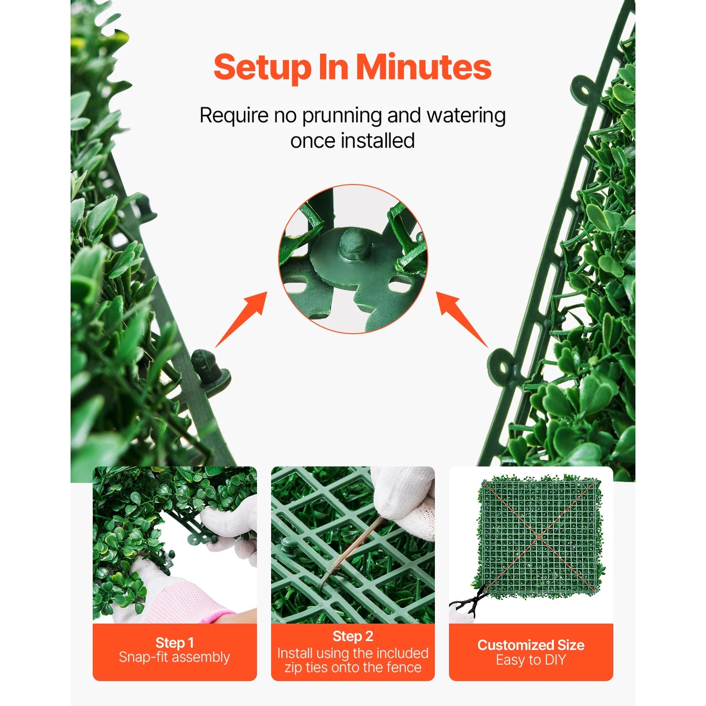 Artificial Grass Wall Panels 3D Boxwood Privacy Backdrop
