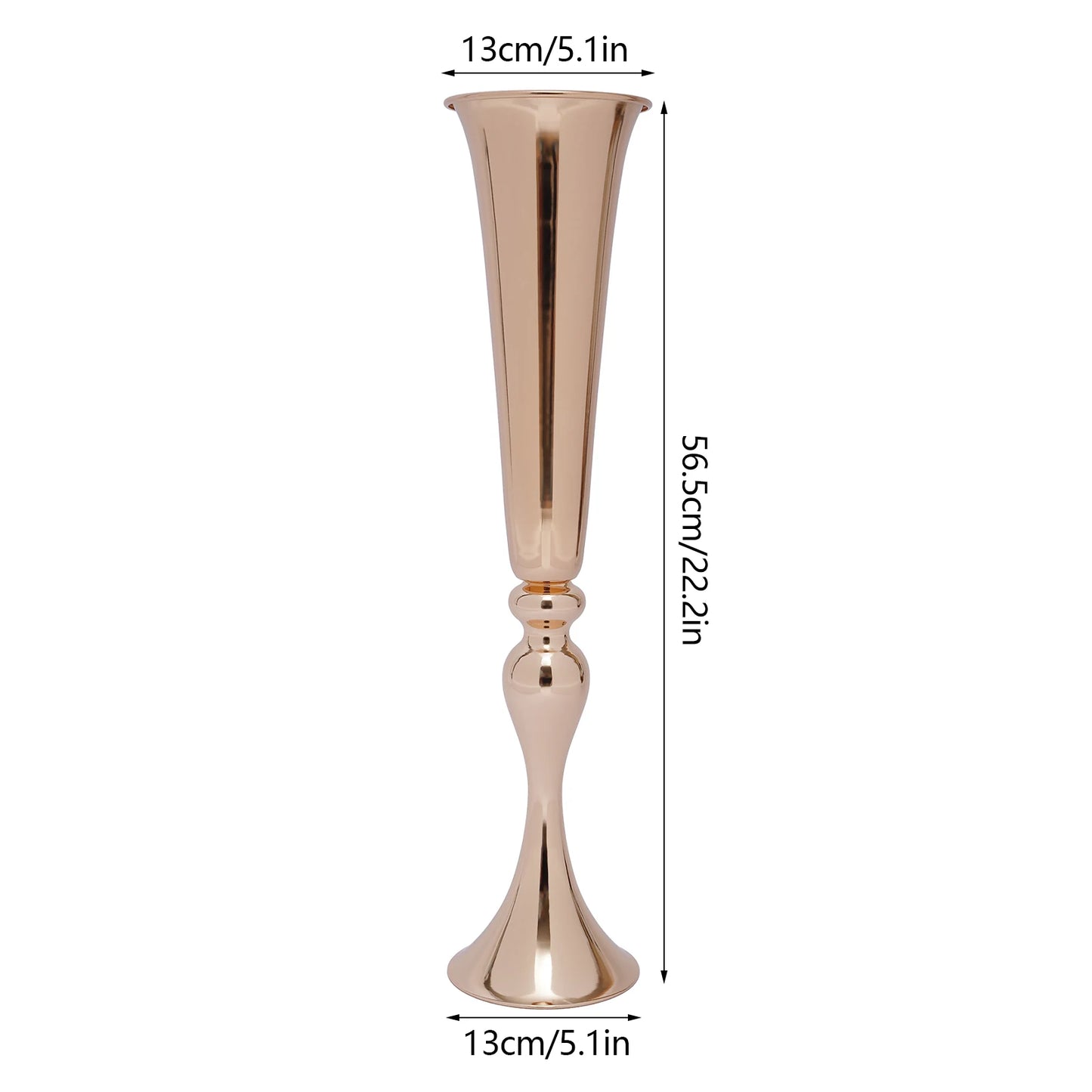 6Pcs Metal Trumpet Vases Gold Tall Wedding Flower Vase Flared Vases Home Events Decor