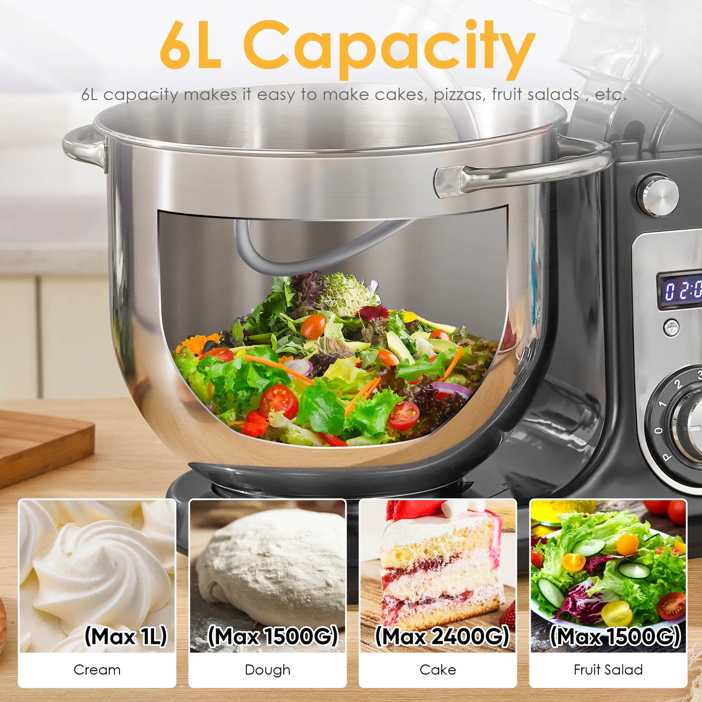 Biolomix 6-Speed Kitchen Stand Mixer and Blender With Quiet Motor