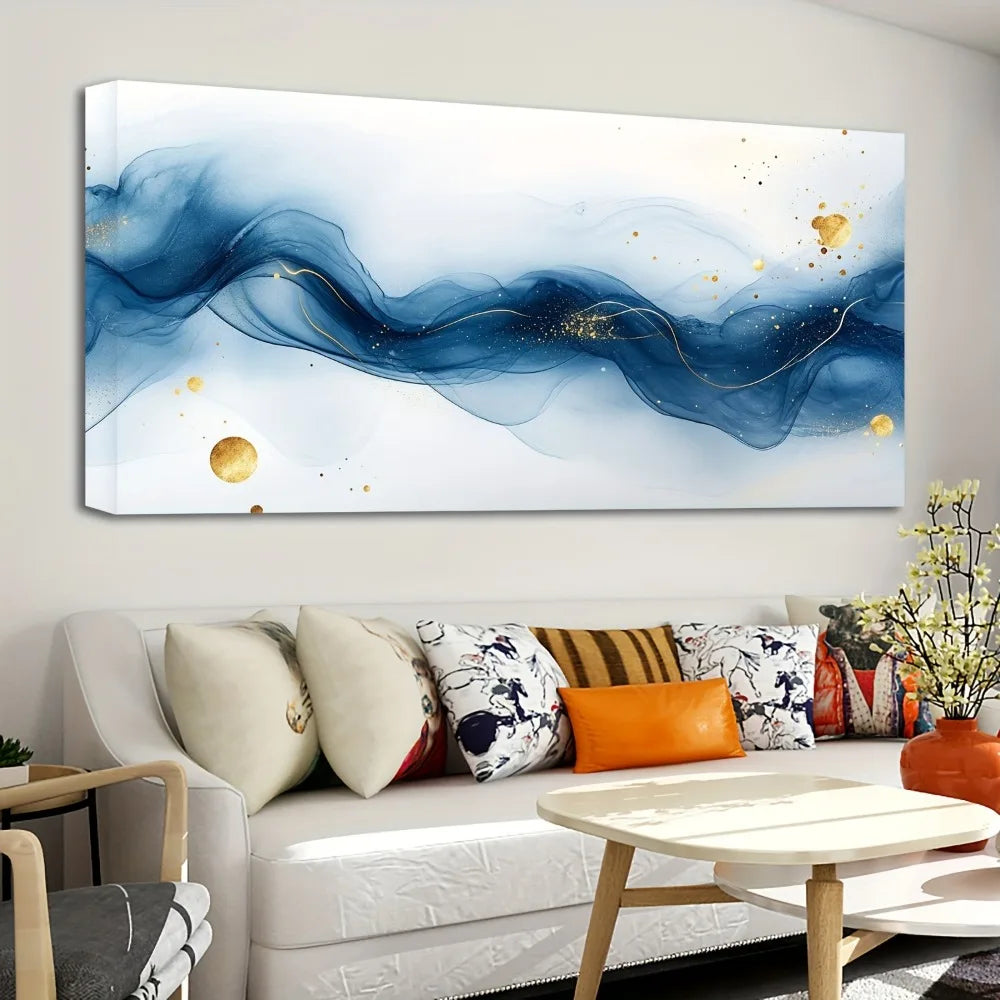 Pine Wood Frame Abstract Gradient Painting For Living Room