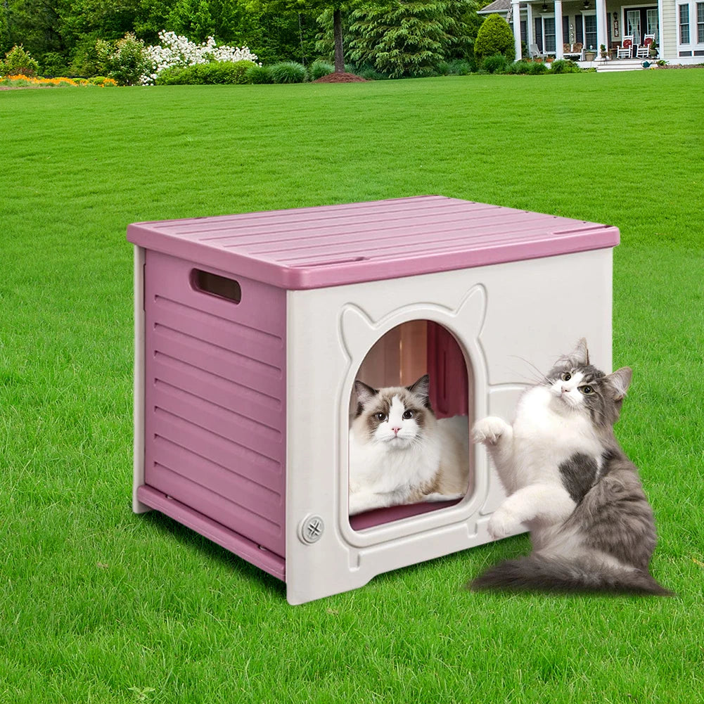 Outdoor Cat House Rainproof Shelter Stray Four Seasons Cozy House for Small Pets Outdoor Kitten Nest