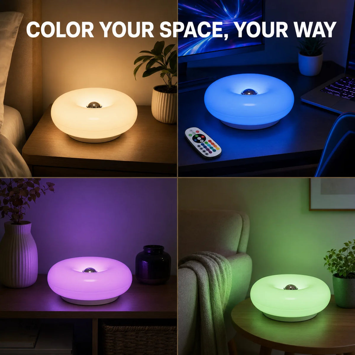 Creative Modern RGB Donut LED Rechargeable Wall Lamp