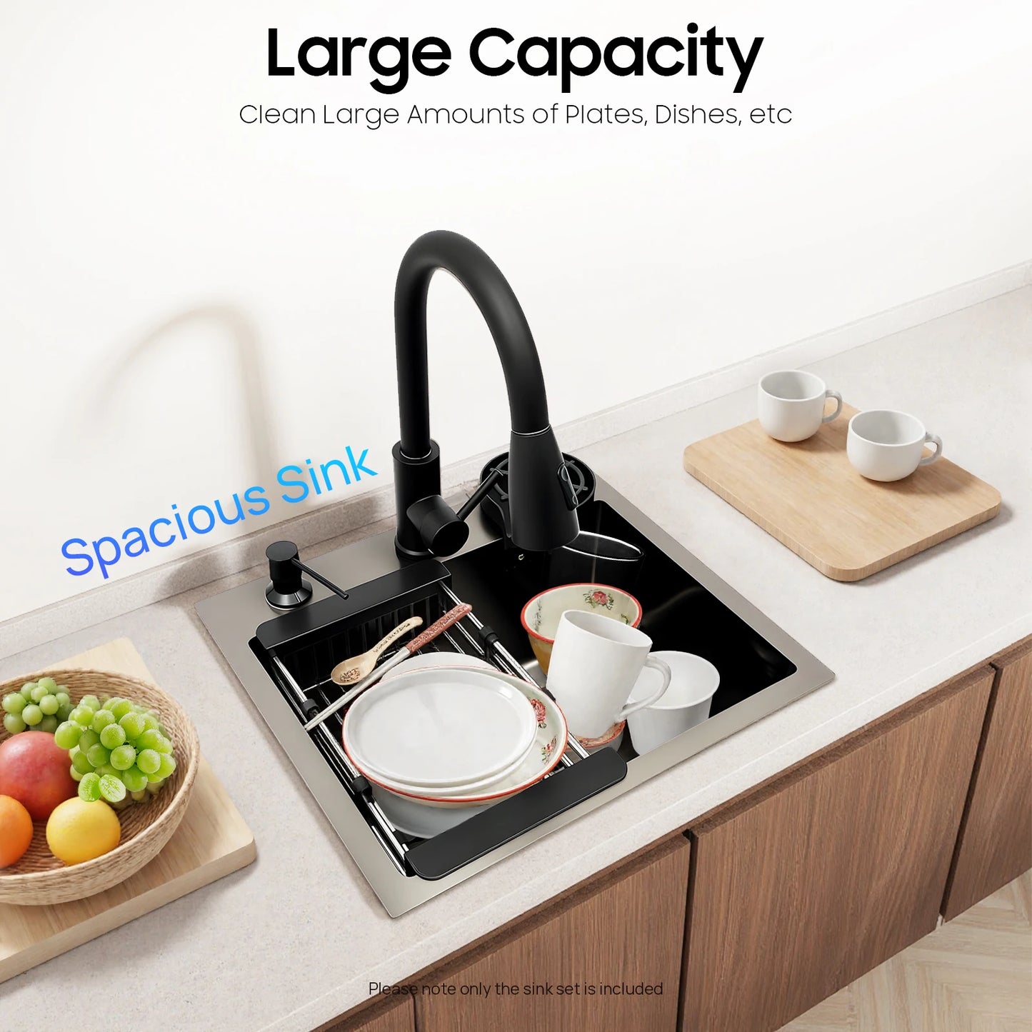 Multifunctional Kitchen Sink With Retractable Faucet And Soap Dispenser