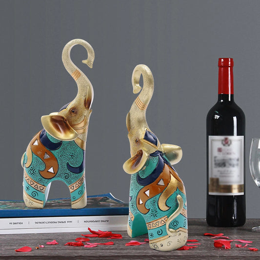 Modern Simplicity Elephant Ornaments—Hand-Carved Ancient Symbols, Compact Size, Fits Wine Cabinet/Porch/End Table Glossy Texture