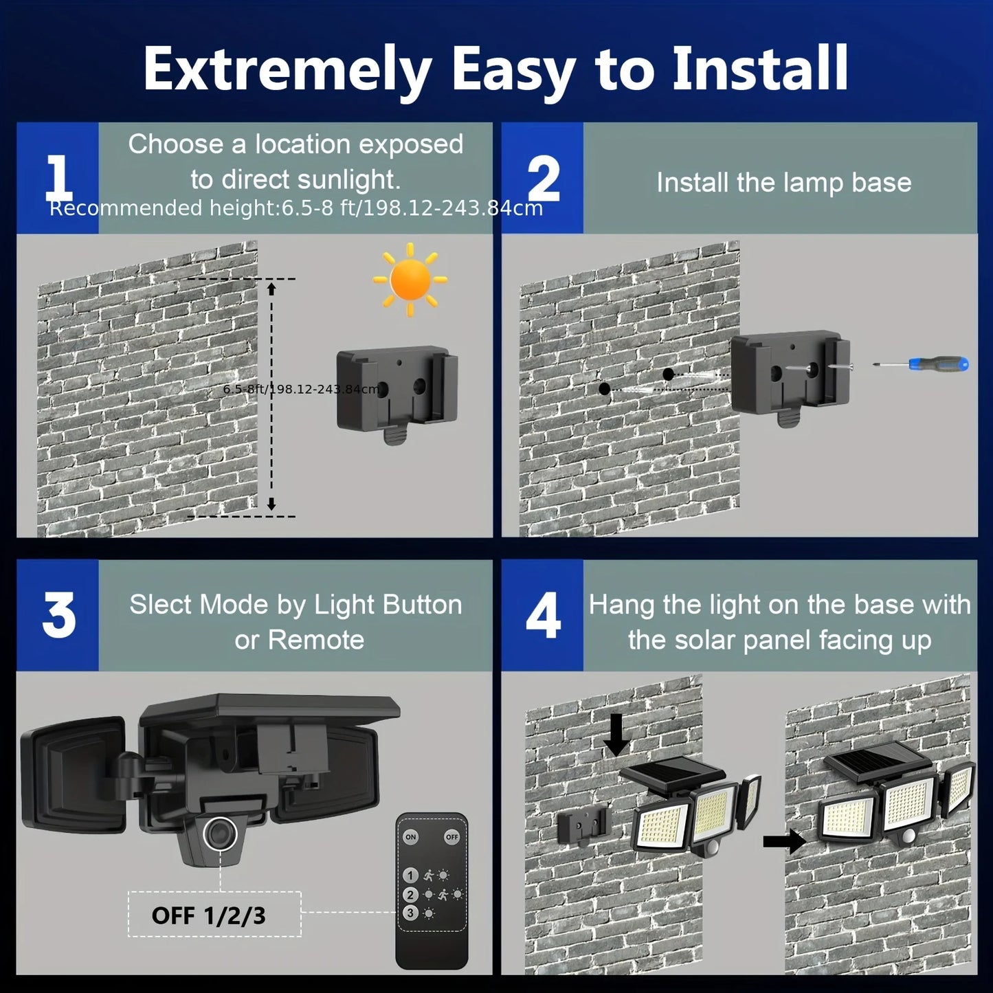 SZRSTH Outdoor Solar Motion Sensor Lights 2800LM Three Pack