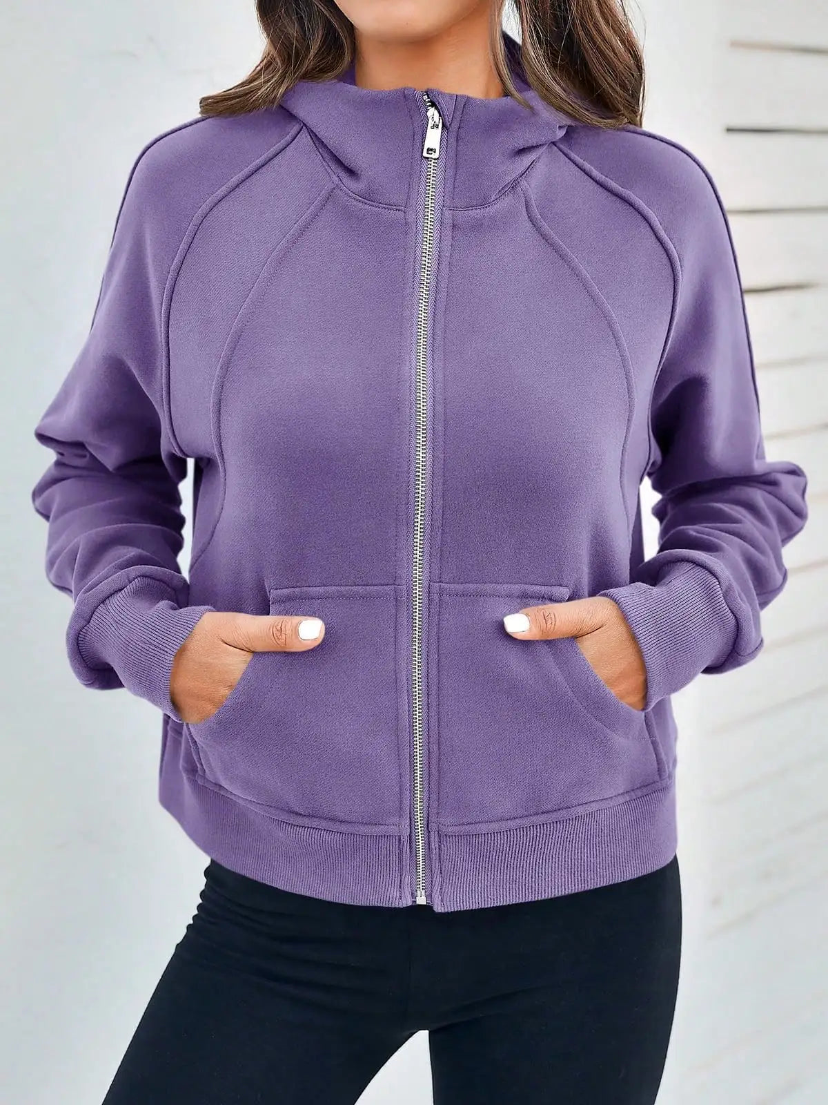 Women's Y2K Zip Up Crop Hoodie Fleece Lined Oversized Sweatshirt With Thumb Holes Streetwear Winter Aesthetic