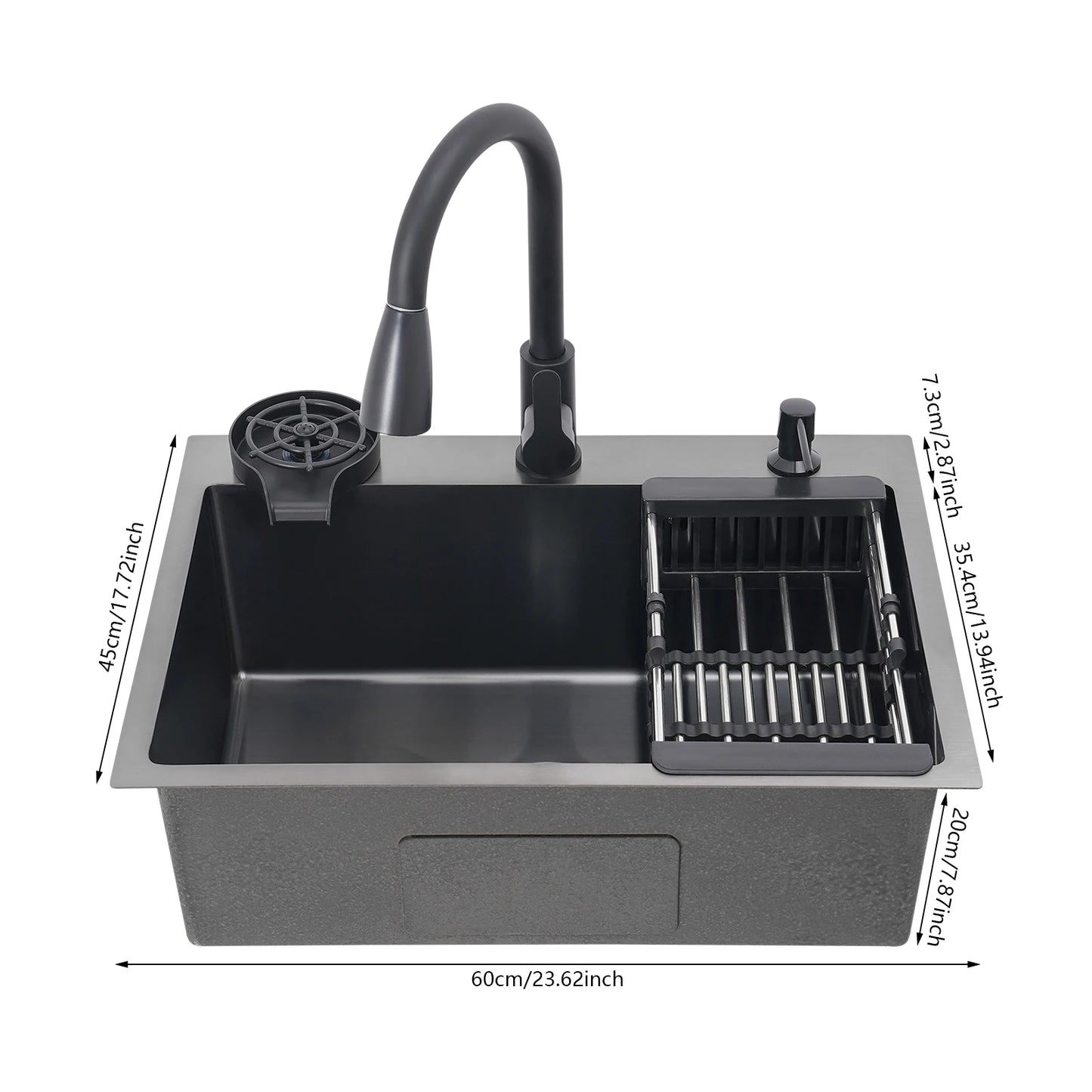 Multifunctional Kitchen Sink With Retractable Faucet And Soap Dispenser