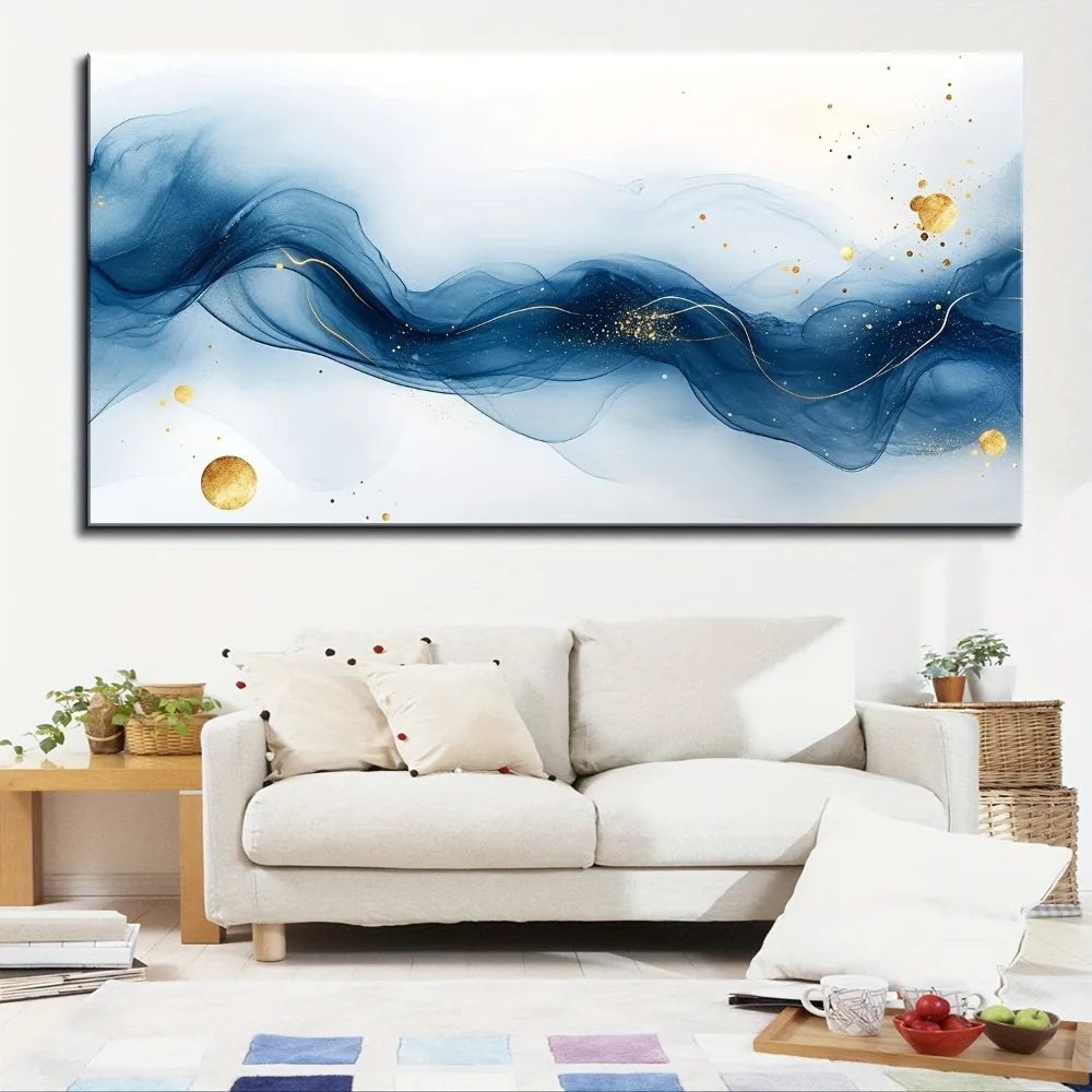 Pine Wood Frame Abstract Gradient Painting For Living Room