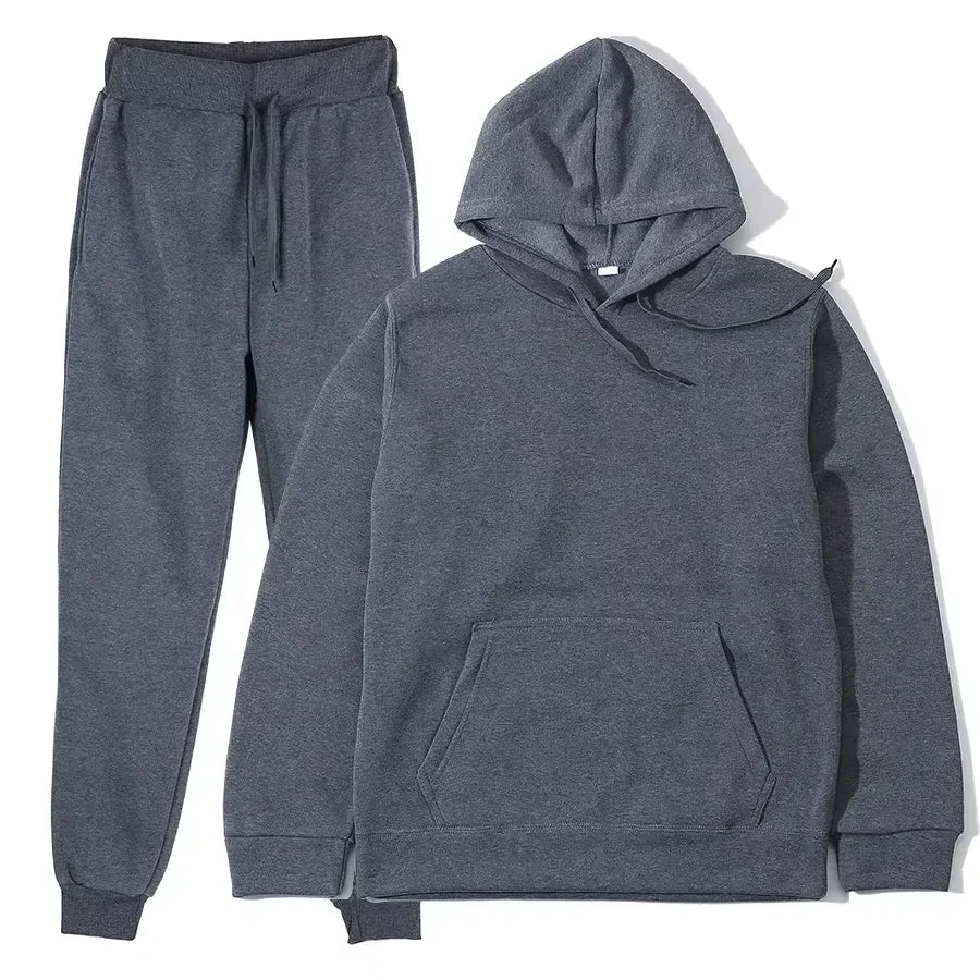 Winter Tracksuit Women Two Piece Set - Oversized Hoodie Sweatpants Solid Color Sportswear Suit |Casual Sweatshirt Trouser Set