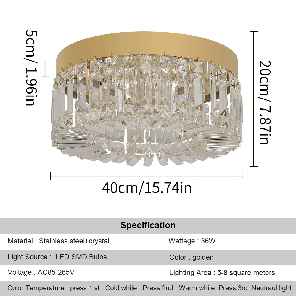 VETRULUS Crystal Ceiling Lamp Modern Luxury Chandelier For Living Room