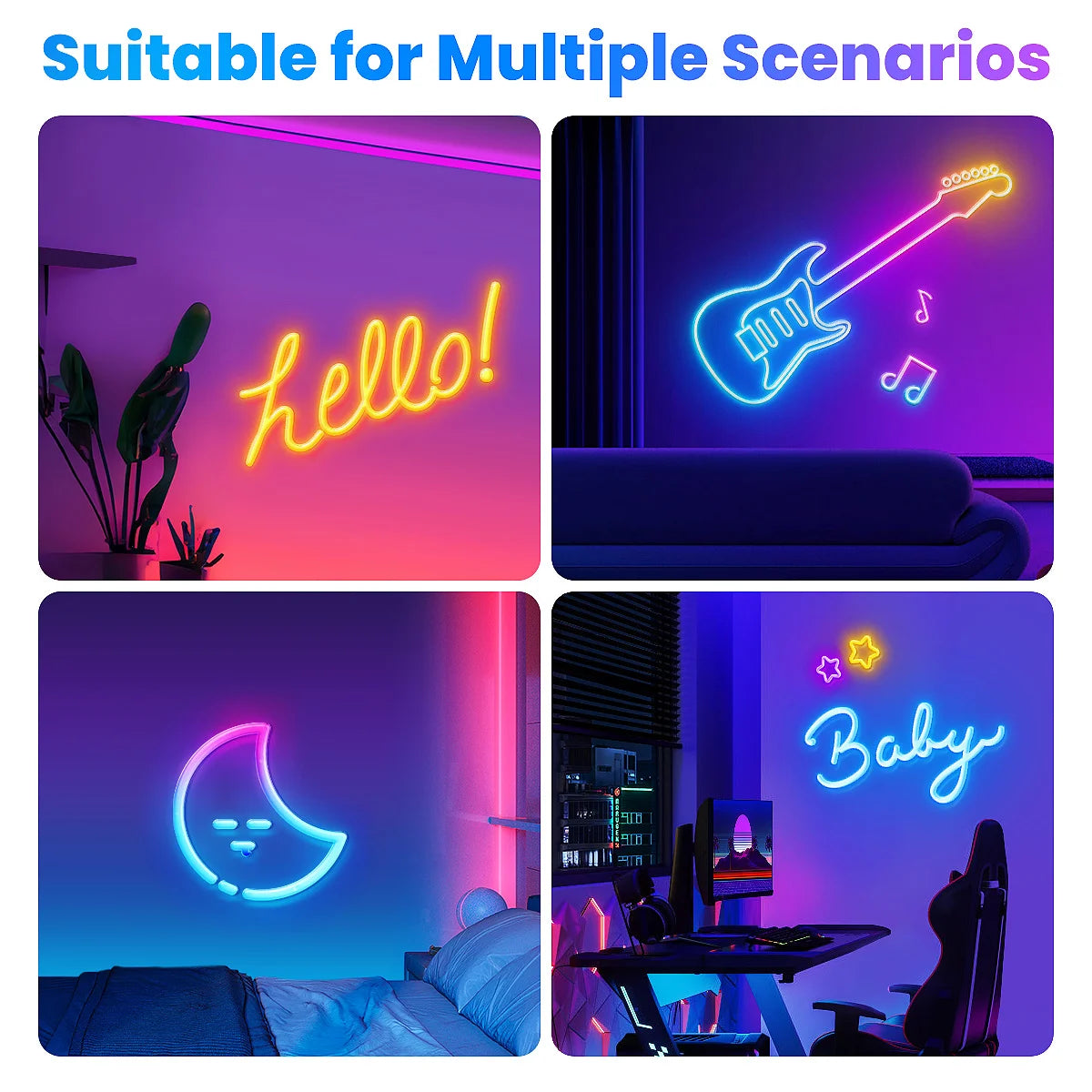 Aiopp Neon LED Rope Lights RGB Strip With Remote App