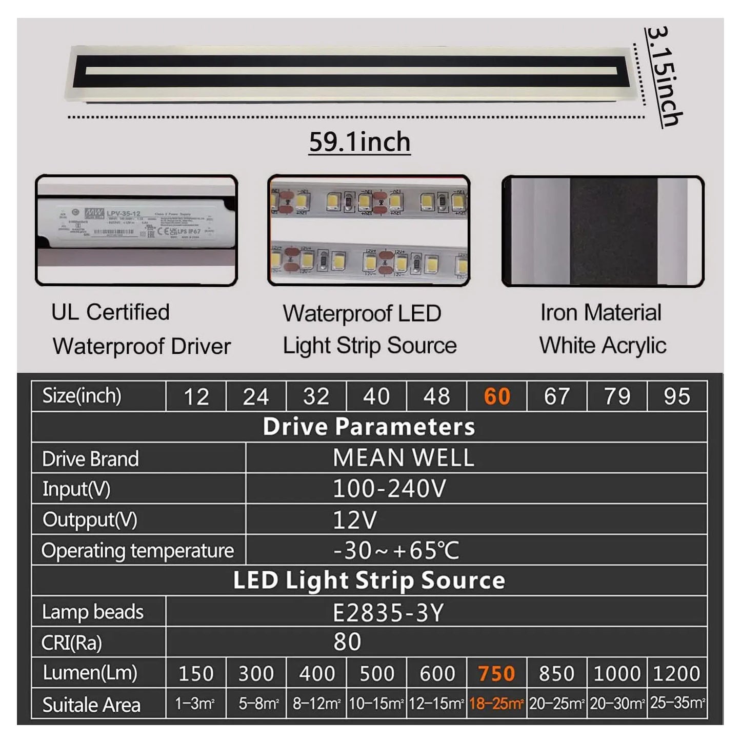 Modern Outdoor LED Wall Sconce Light Fixture IP67 Frosted Acrylic