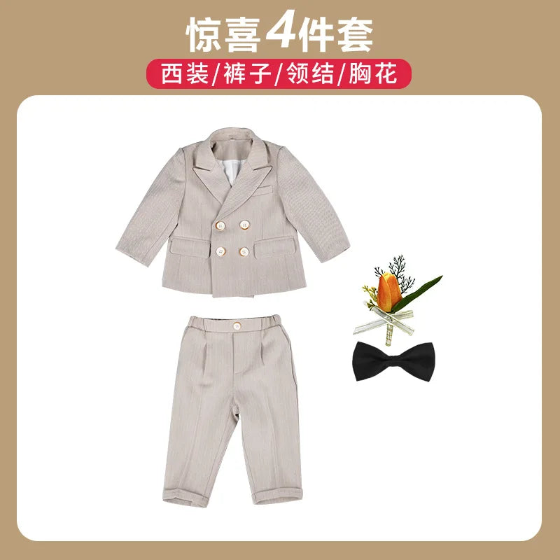Psymonster Kids Formal Tuxedo Suit With Vest Jacket Pants