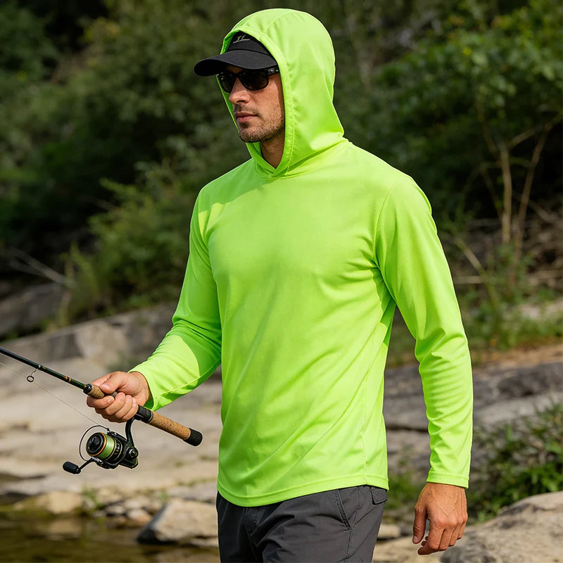 Men's Hooded Quick Dry Long Sleeve T Shirt For Daily Wear