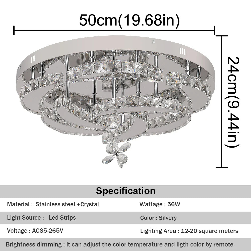 VETRULUS Modern Crystal LED Chandelier Ceiling Light