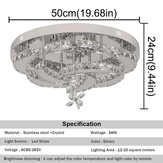 VETRULUS Modern Crystal LED Chandelier Ceiling Light