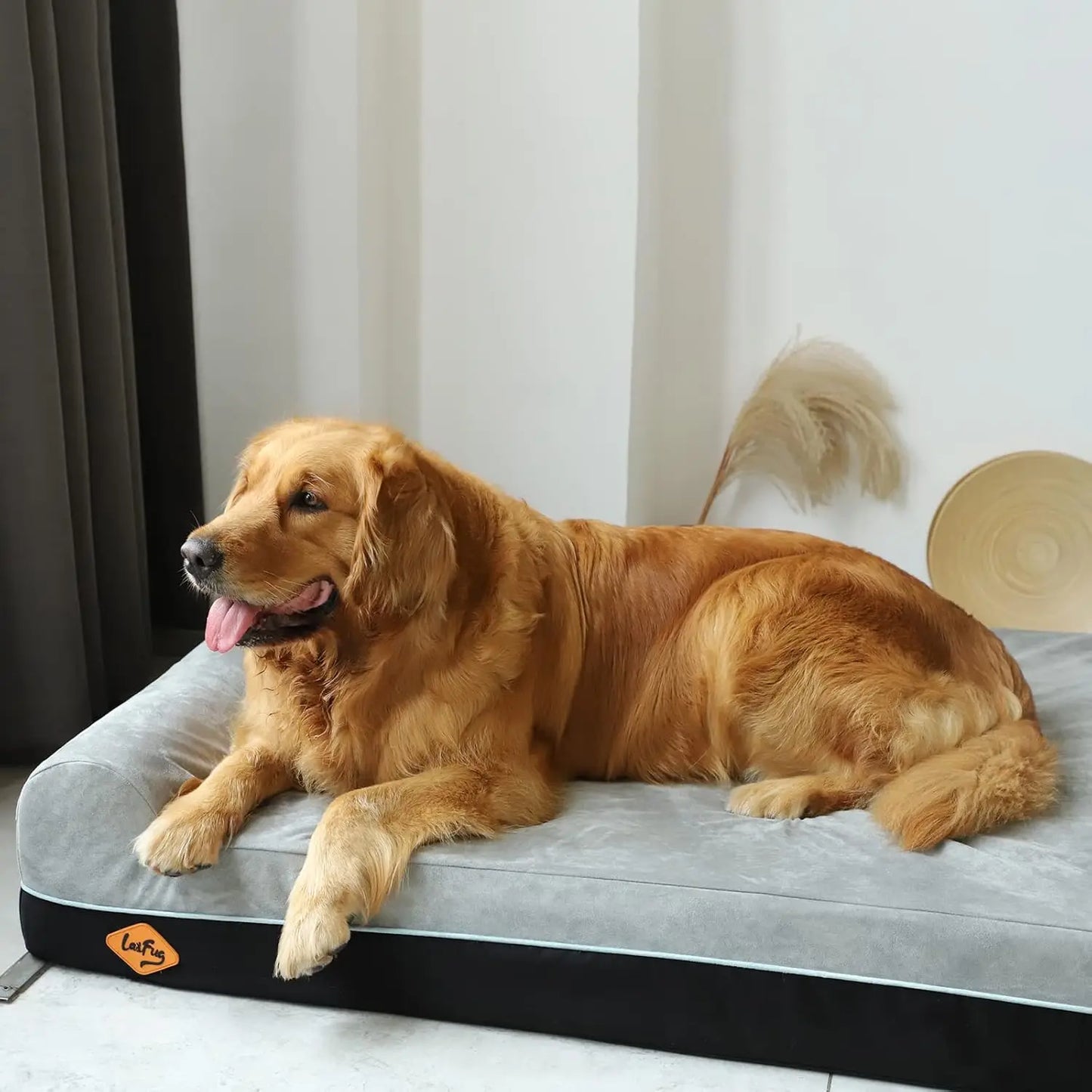 Extra Large Orthopedic Memory Foam Dog Bed with Waterproof Liner and Removable Cover, 50x36x10 Inches, Slate Grey