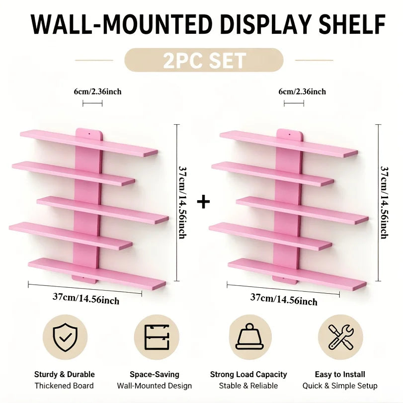 Four Piece Modern Floating Wall Shelf Display Rack Set