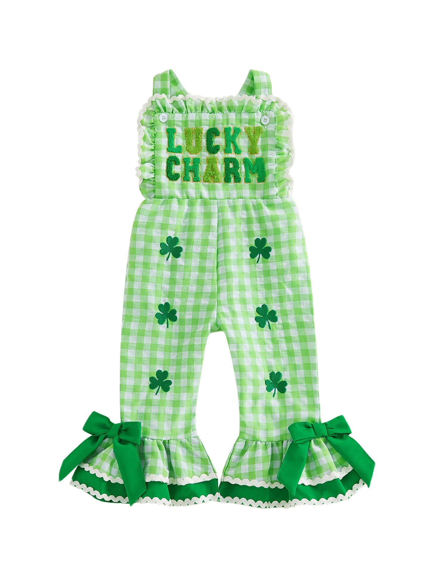 Adorable Baby Boy St Patrick s Day Green Romper Shamrock Print Sleeveless Jumpsuit for Spring Summer Celebration