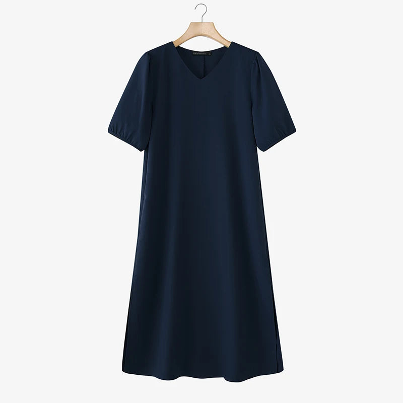 Zanzaea Women V Neck Short Sleeve Jersey Summer Dress