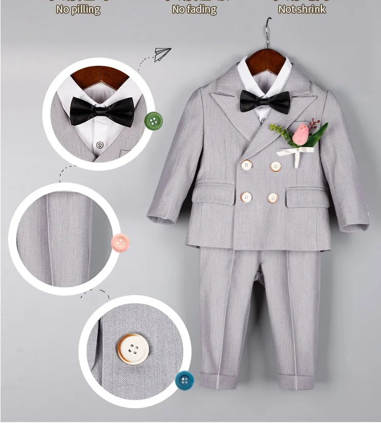 Psymonster Kids Formal Tuxedo Suit With Vest Jacket Pants