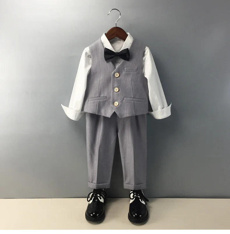 Psymonster Kids Formal Tuxedo Suit With Vest Jacket Pants