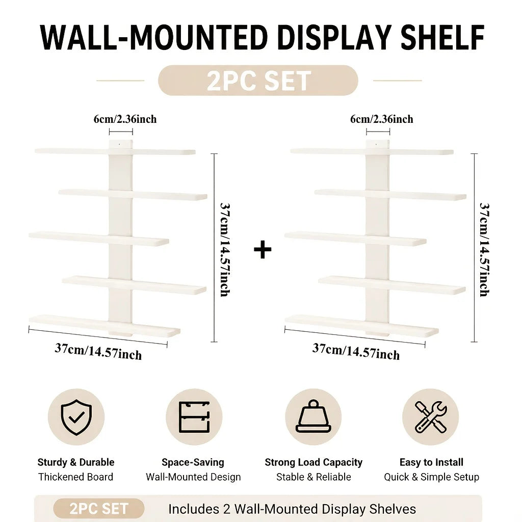 Four Piece Modern Floating Wall Shelf Display Rack Set