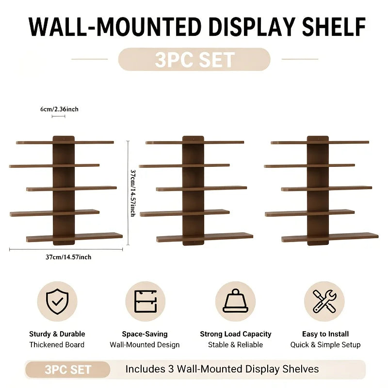 Four Piece Modern Floating Wall Shelf Display Rack Set
