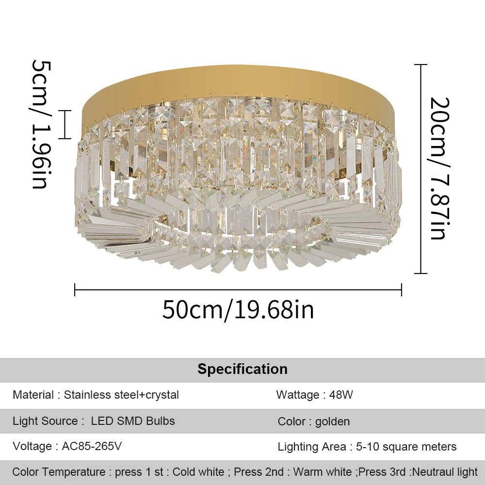 VETRULUS Crystal Ceiling Lamp Modern Luxury Chandelier For Living Room