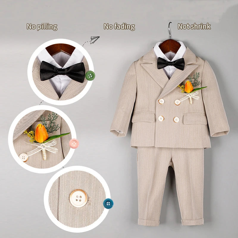 Psymonster Kids Formal Tuxedo Suit With Vest Jacket Pants