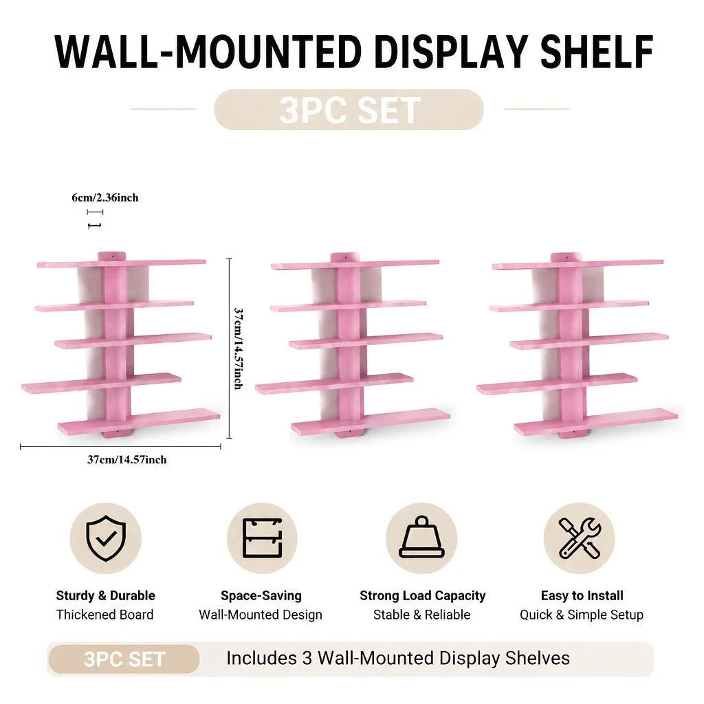 Four Piece Modern Floating Wall Shelf Display Rack Set