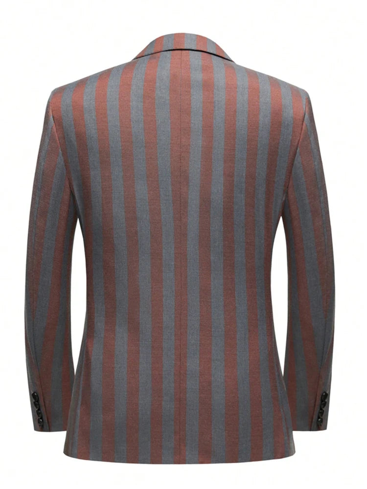 NONECN Men's Jacquard 2-Piece Slim Fit Double Breasted Suit