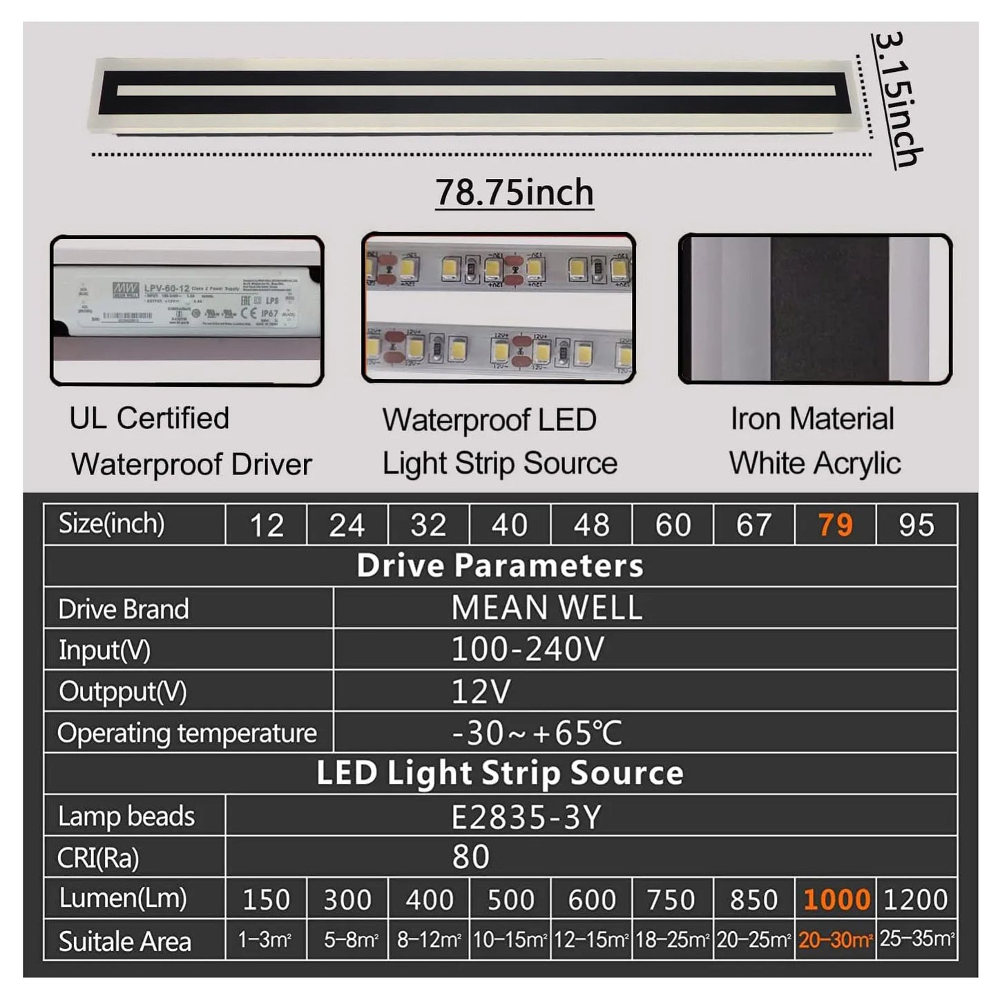 Modern Outdoor LED Wall Sconce Light Fixture IP67 Frosted Acrylic