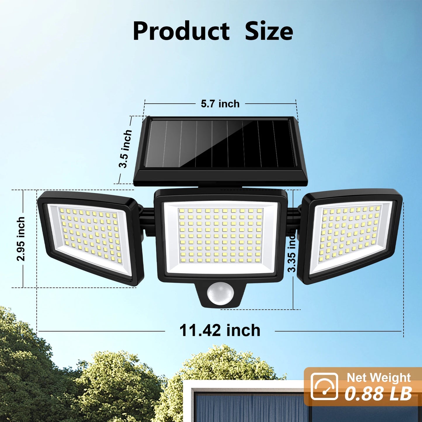 SZRSTH Outdoor Solar Motion Sensor Lights 2800LM Three Pack