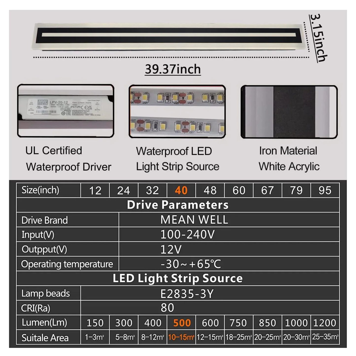 Modern Outdoor LED Wall Sconce Light Fixture IP67 Frosted Acrylic