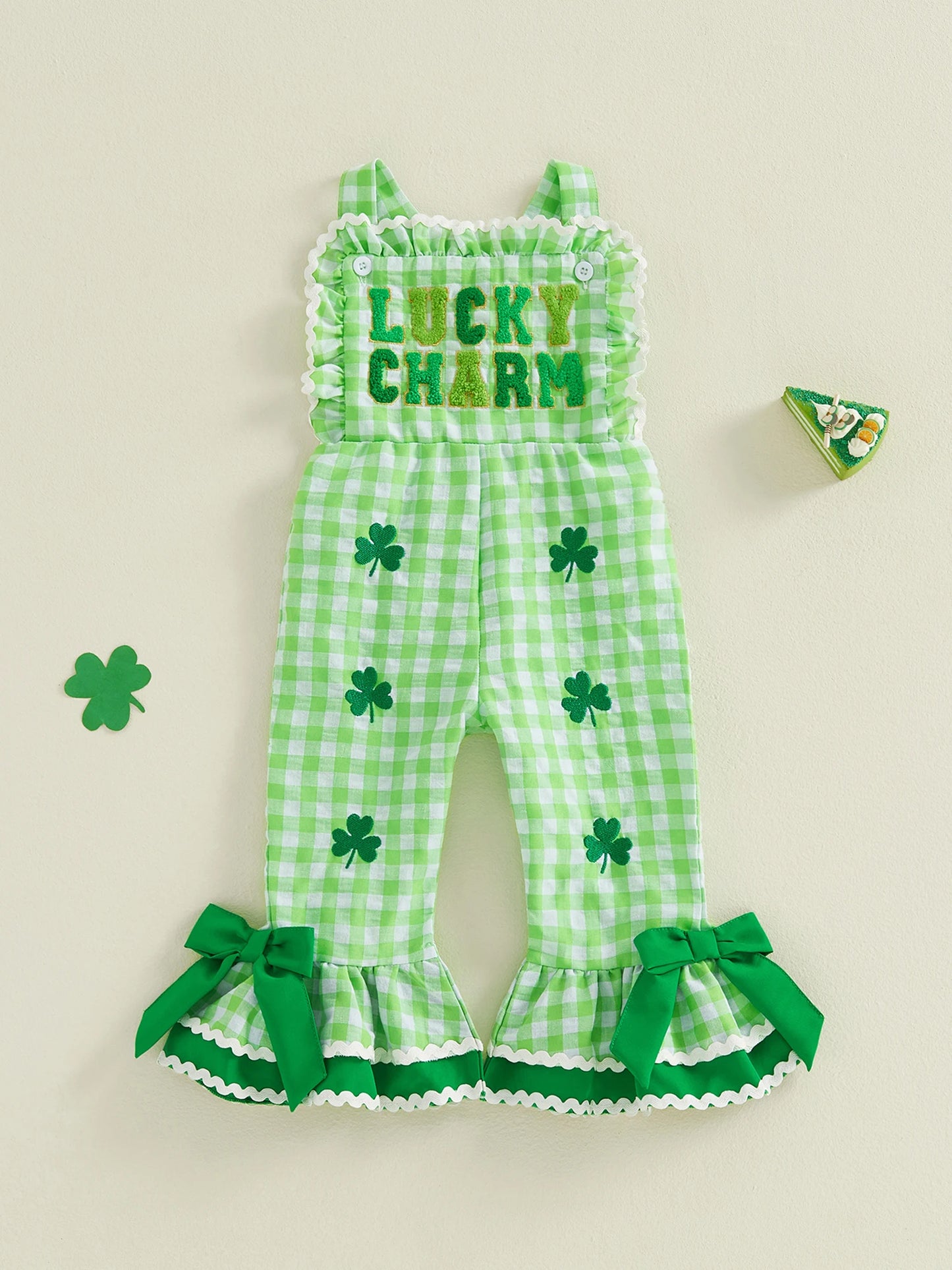 Adorable Baby Boy St Patrick s Day Green Romper Shamrock Print Sleeveless Jumpsuit for Spring Summer Celebration